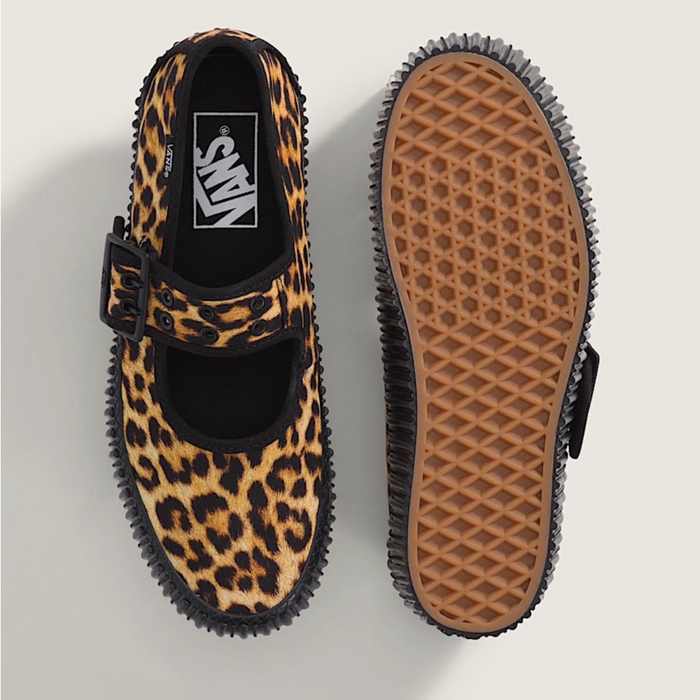 Vans Leopard Mary Jane Flats in Black and Tan